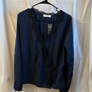 Abercrombie & Fitch Midnight Blue Blouse with Lace Detail